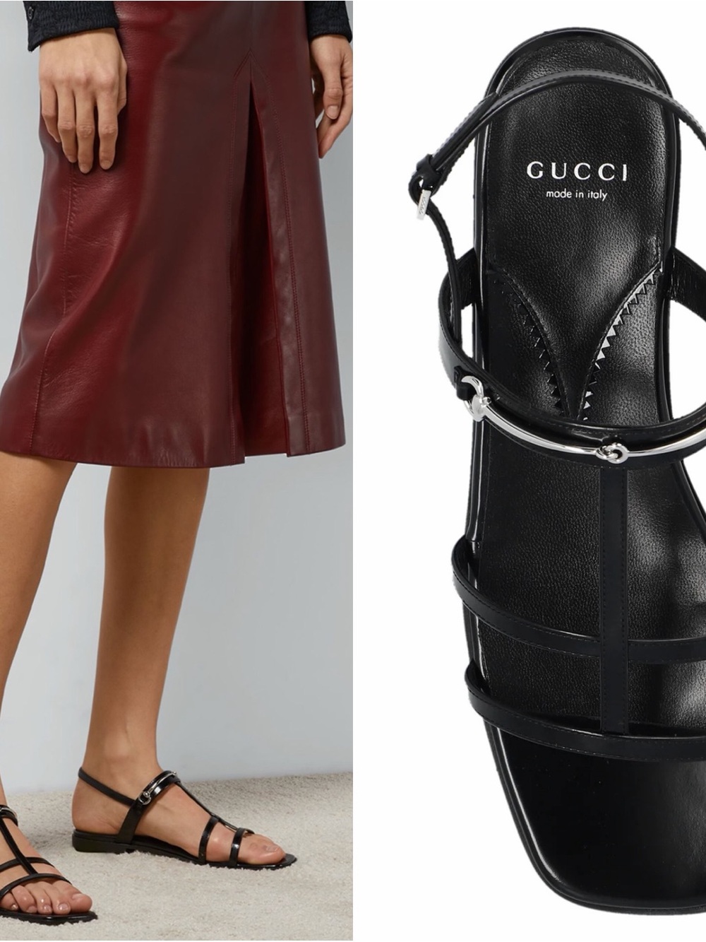 NIB Gucci Divine Horsebit Nero Black Caged Leather Slingback Sandals Size 7.5